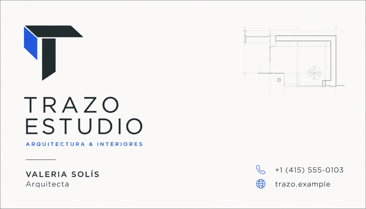 Tarjeta de presentación para el estudio de arquitectura Trazo