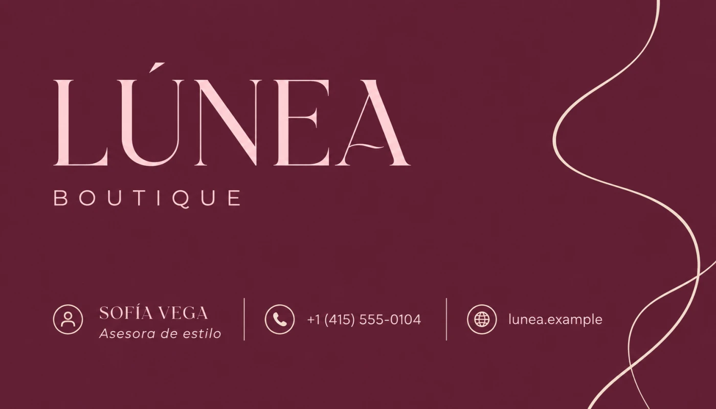Tarjeta de presentación para Lúnea Boutique