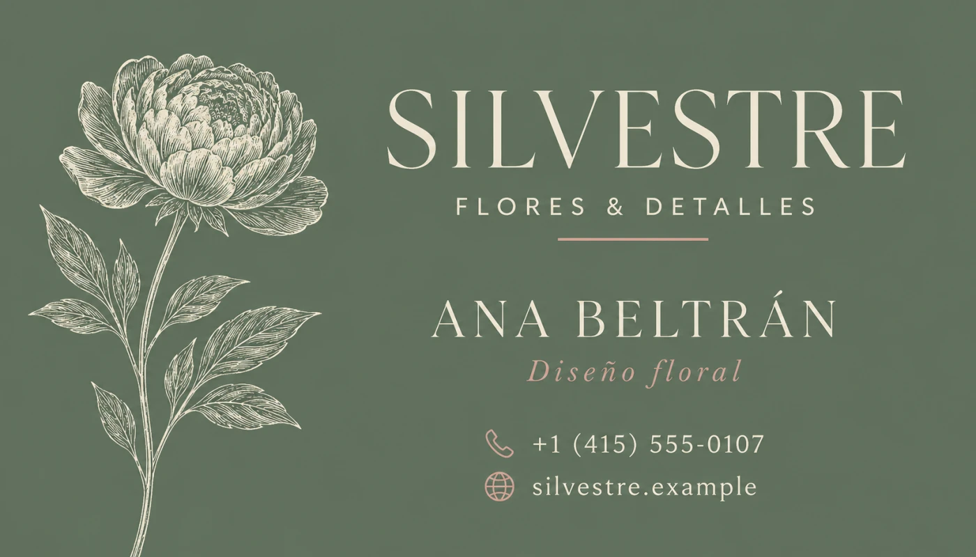 Tarjeta de presentación para la floristería Silvestre